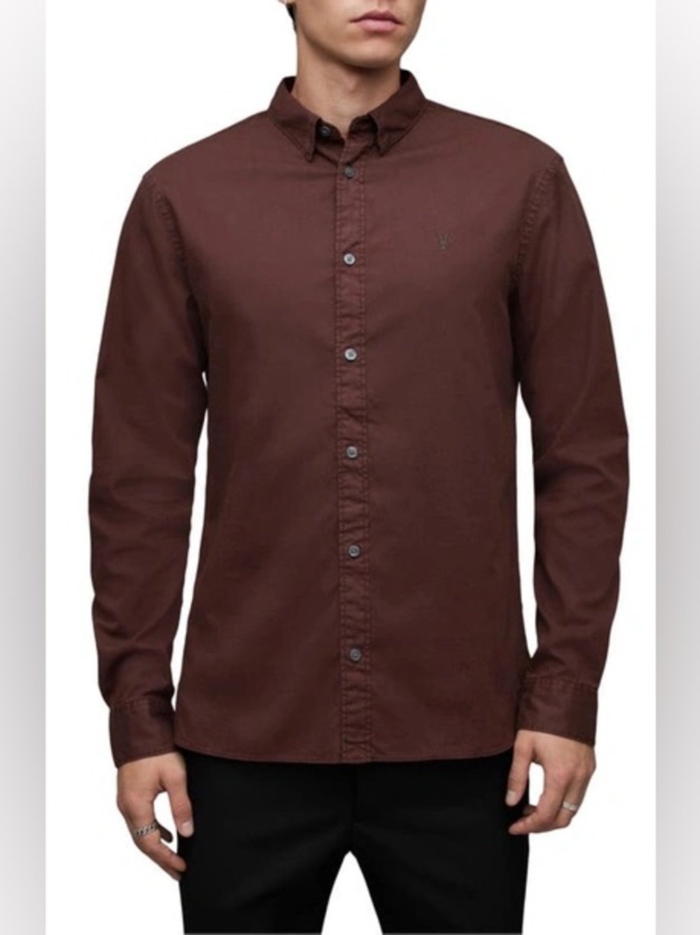 NWT- AllSaints ‘Hawthorne’ Long Sleeve Button-Down Shirt - Warm Red- Large